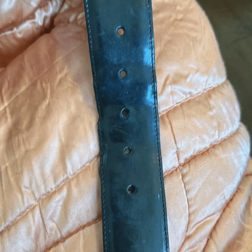 Vintage 1994 Brighton Wide Black Leather Belt with Ornate Gold Buckle